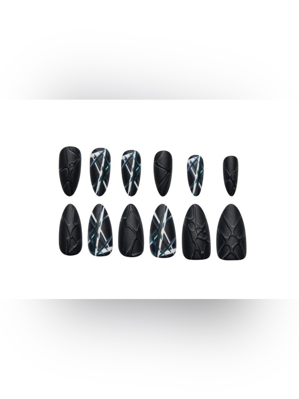 CliqOnU “Night Raven” Long Stiletto Shaped Press On Nails